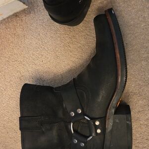 Harley Davidson Black Leather Harness Moto Boots